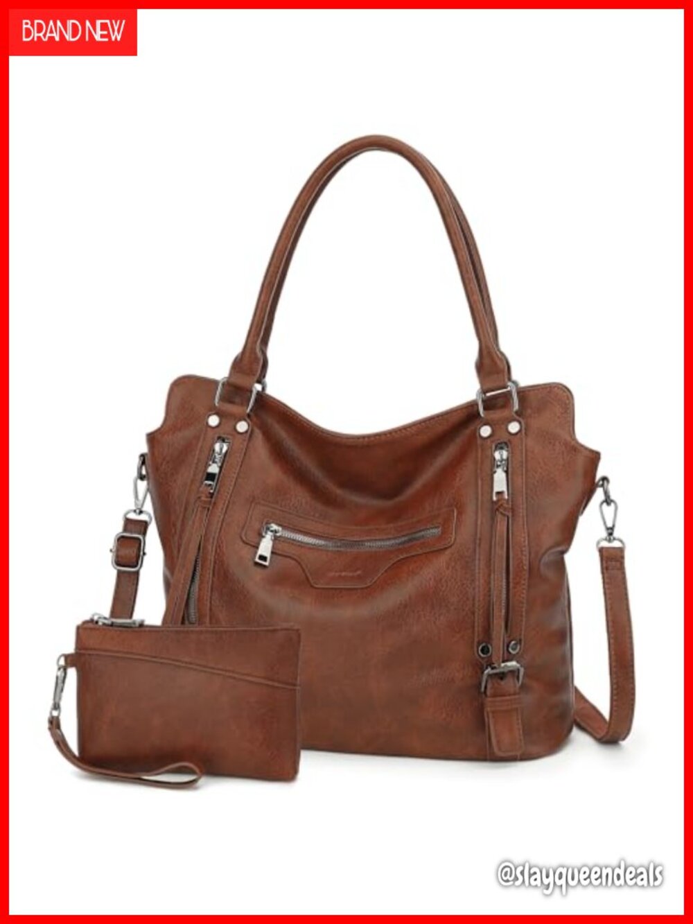 Large Hobo Shoulder Bag Vegan Leather Tote Handbag Crossbody